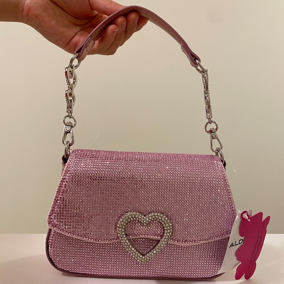 Barbie Aldo Top Handle Bag Rhinestone Pink NEW with tags 🎀✨💕 - Picture 2 of 11